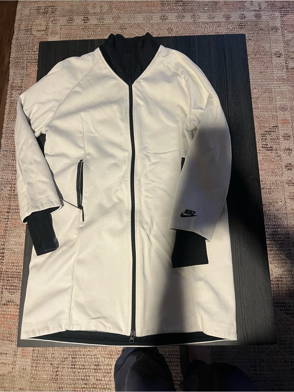Nike tech Women's White Zip-Front Jacket with Black Trim